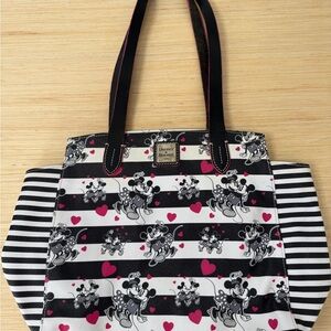 Dooney & Bourne Disney Black and White Mickey and Minnie Sweehearts Tote Bag